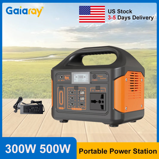 GaiaRay Portable Power Station 300W 500W 256Wh LiFePO4 Battery Outdoor Power Plant Solar Generator For Camping Emergency Energy