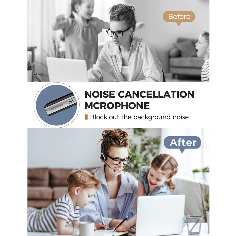 MPOW M5 Bluetooth 5.0 Headset Wireless Headphones With Mic For Hands Free Calls