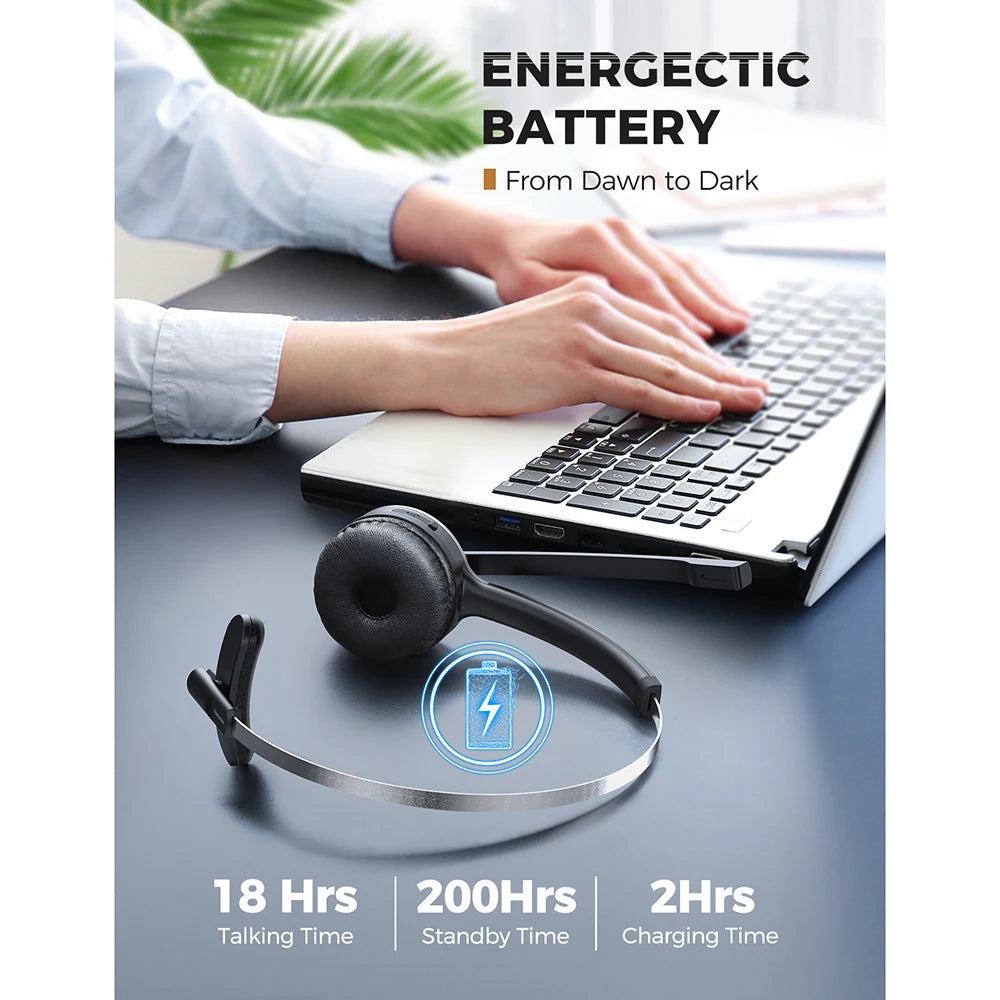 MPOW M5 Bluetooth 5.0 Headset Wireless Headphones With Mic For Hands Free Calls