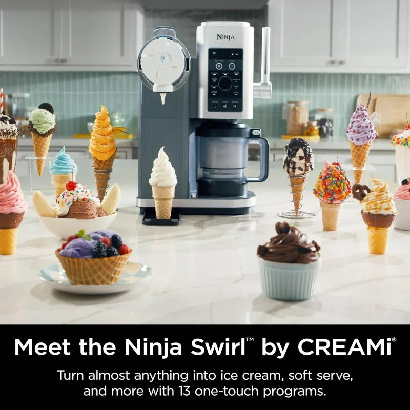 Ninja Swirl by CREAMi Ice Cream and Soft Serve Maker, Sorbet, Milkshake, Frozen Yogurt, Low Calories Program & More, 13-in-1