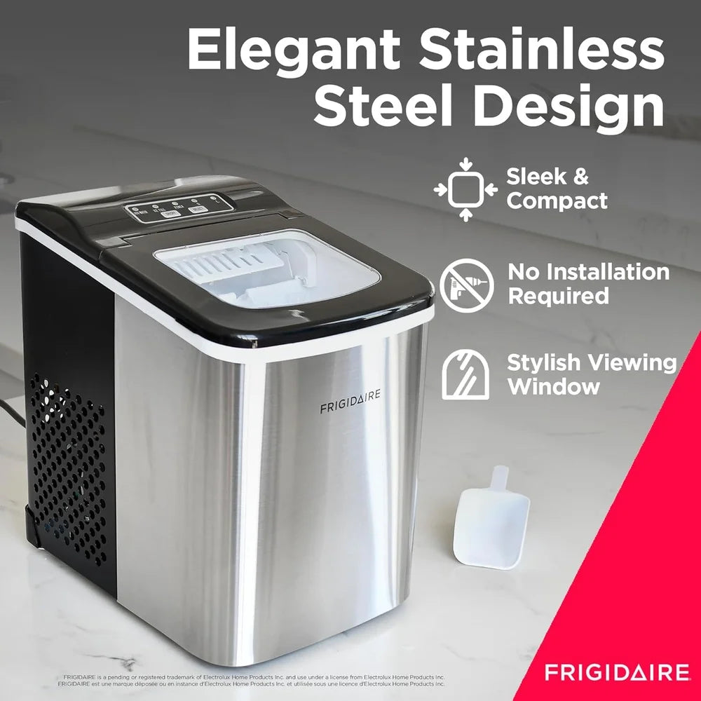 Compact Ice Maker Machine 26Lbs Daily Bullet Ice Cubes Efficient Countertop Stainless Steel Digital Control Easy to Use