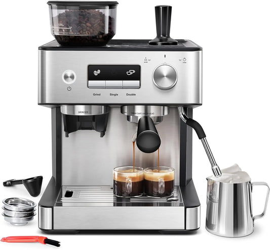 High Concerned Chemical Espresso Machine With Grinder And Milk Frother