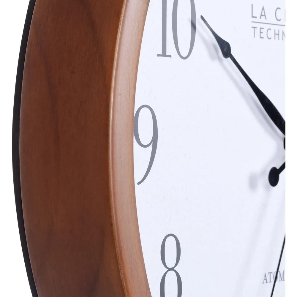 Atomic Analog Wall Clock With Auto Time Sync And Four US Time Zones For Home Office Decor