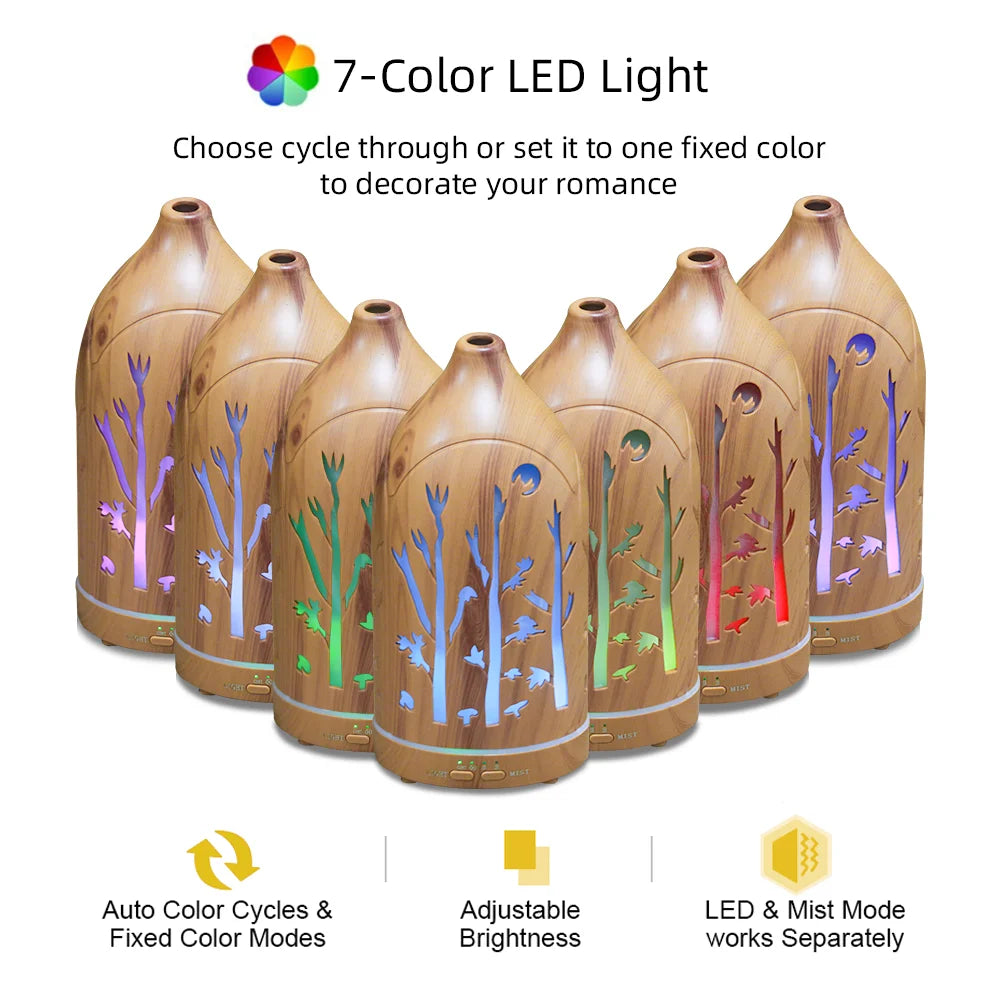 Miflame Aromatherapy Essential Oil Diffuser With 7 LED Night Light Humidifier For Sleep And Relaxation
