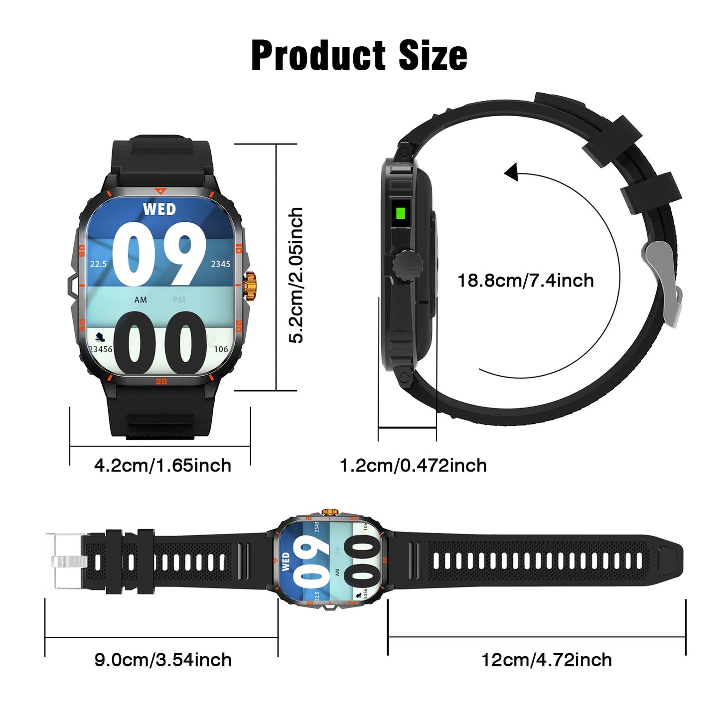 2025 Men's Smart Watch with Wireless Calling, Dual Straps (Stainless Steel+Silicone), Step Counter Flashlight & Message Reminder