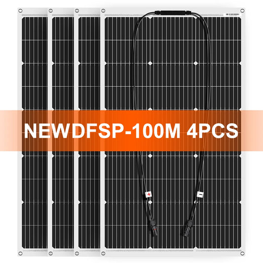DOKIO 18V 100W/200W/400W Flexible Solar Panels Waterproof Monocrystalline Solar Panel Camping RV Home Charge 12V