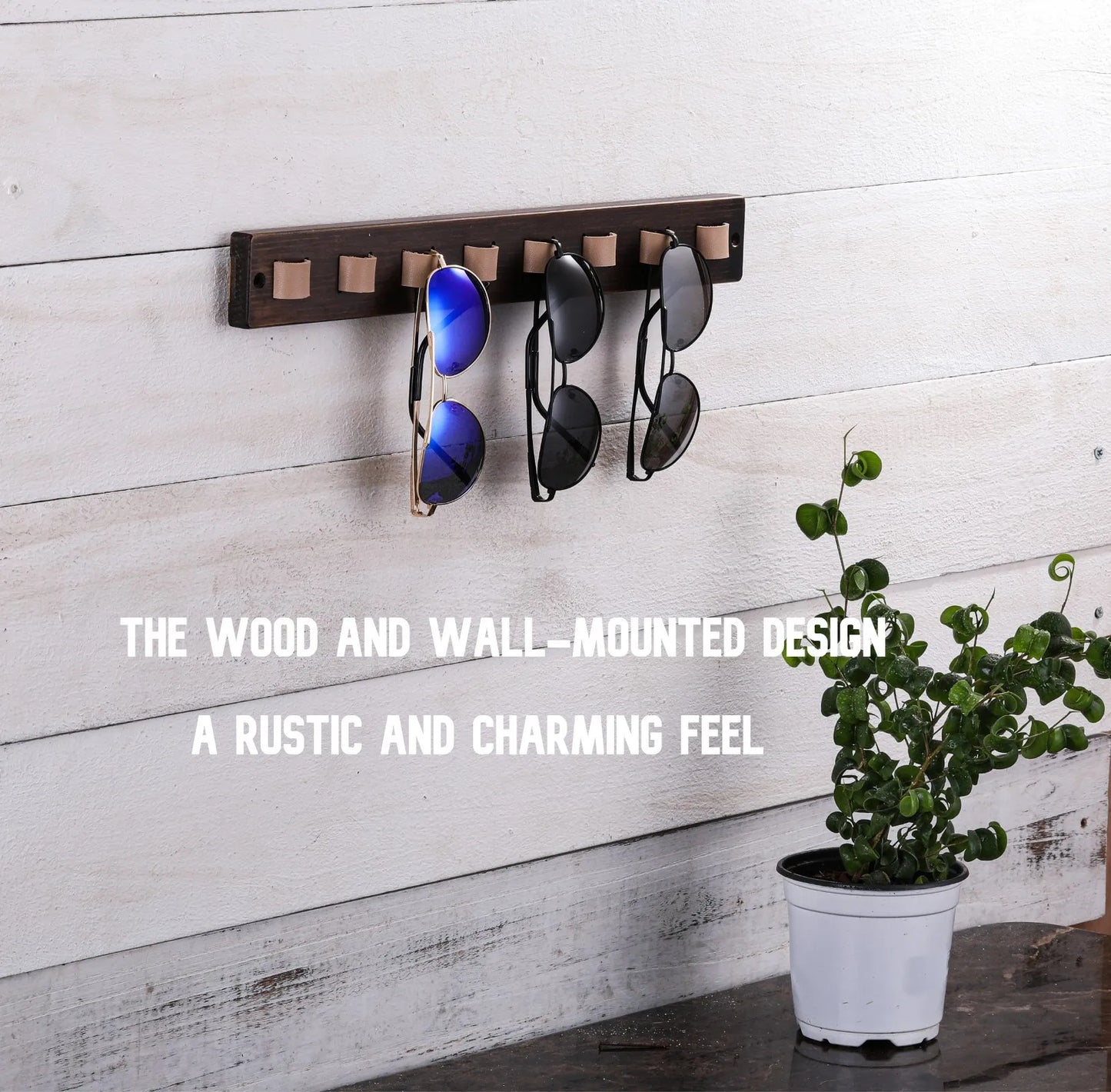 Sunglass Holder for Wall Wood Eye Glasses Rack Display Sunglasses Organizer for Multiple Glasses Farmhouse Rustic Home Decor