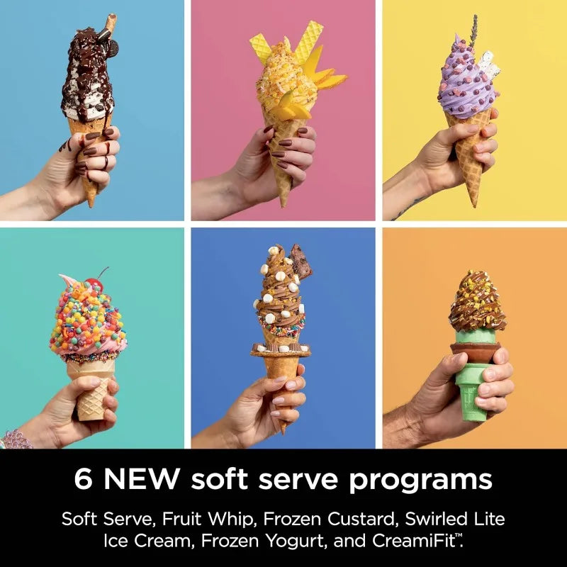 Ninja Swirl by CREAMi Ice Cream and Soft Serve Maker, Sorbet, Milkshake, Frozen Yogurt, Low Calories Program & More, 13-in-1