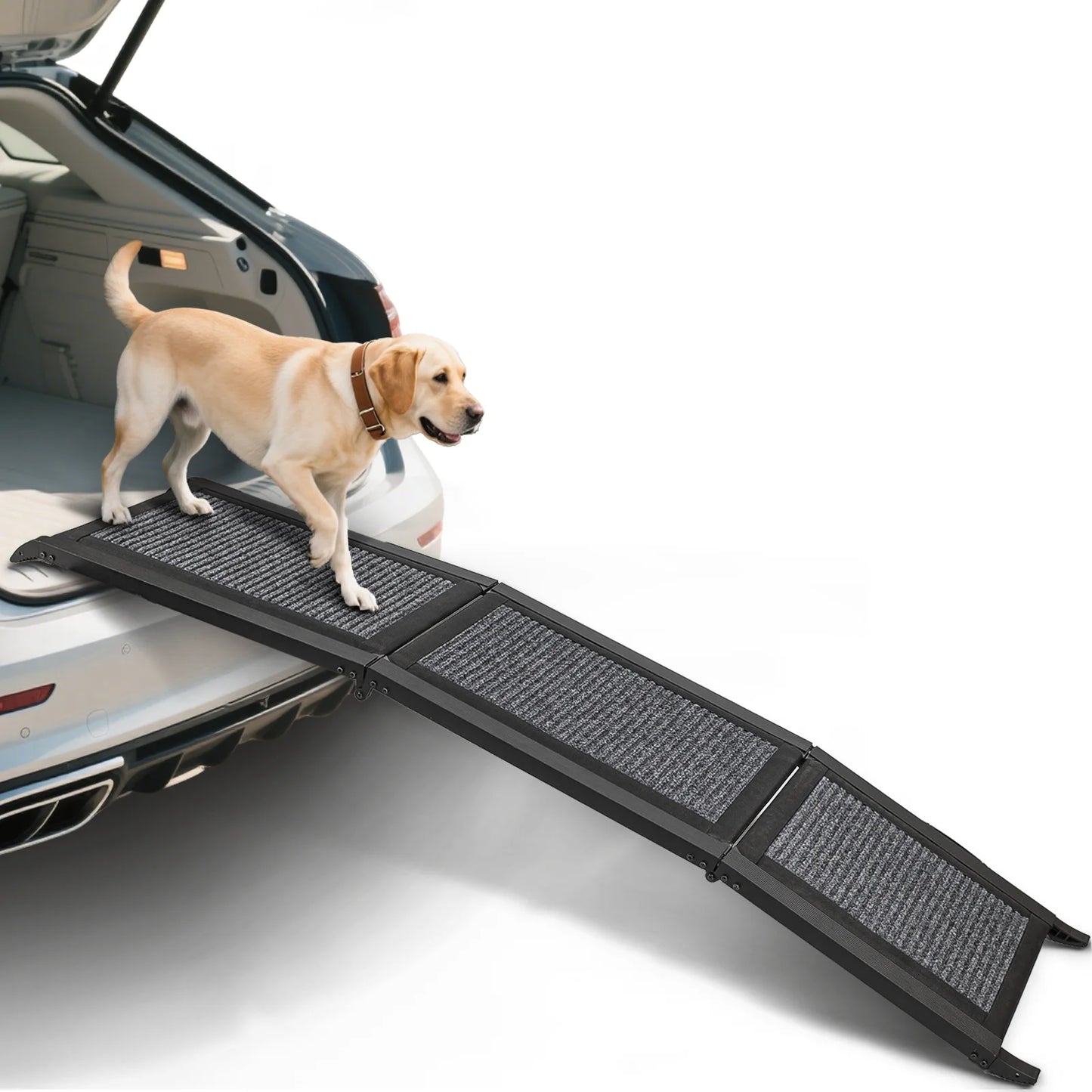 Folding Dog Ramp For Car, Pet Ramps For Large Dogs With Non-Slip Rug Surface Portable Dog Car Ramp For SUV Car & Truck, Outdoor