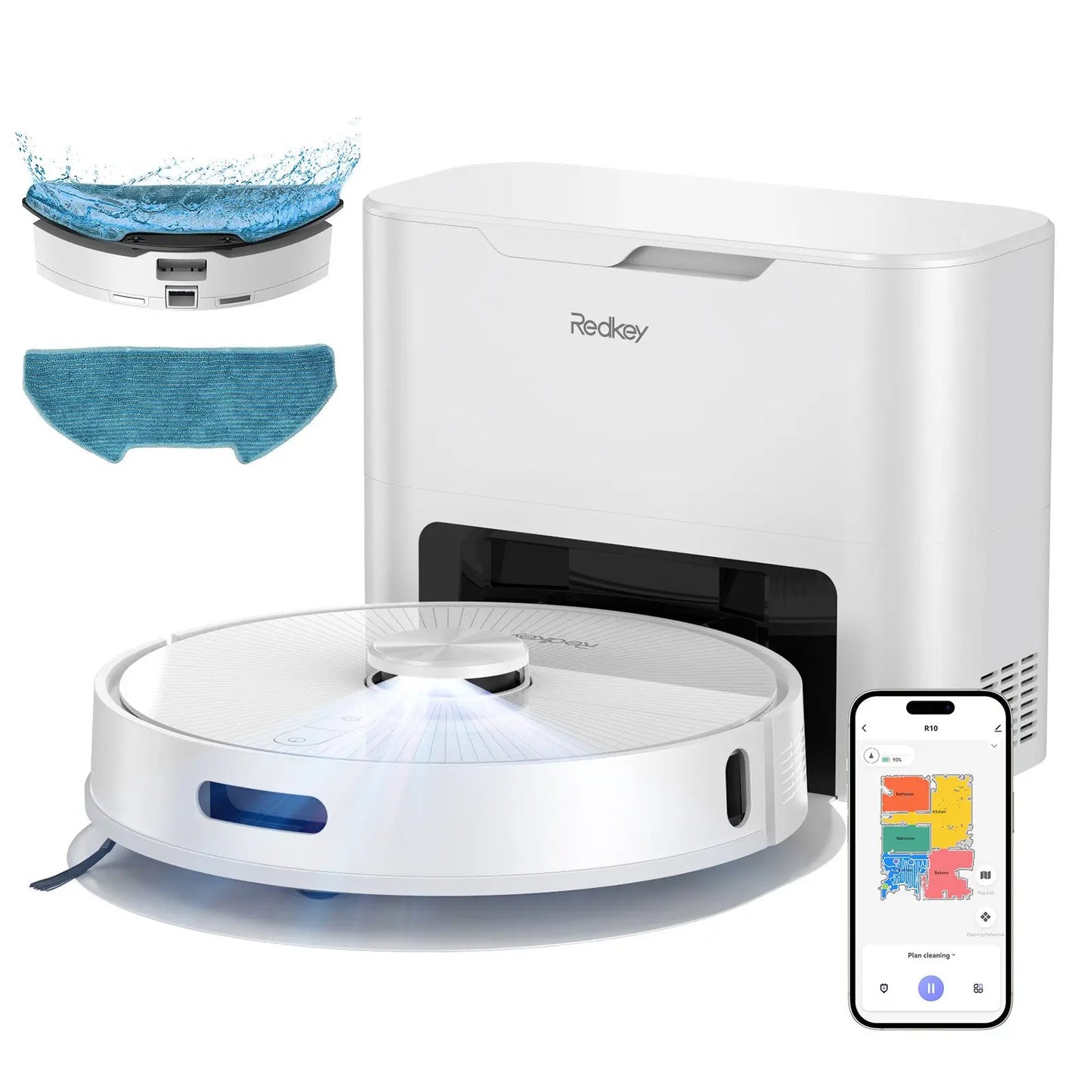 Redkey R10 Robot Vacuum Cleaner 2-in-1 Auto Vacuum Mop Wiping Function LiDAR Navigation Strong 4000Pa Suction Power 4 L Dust Bag