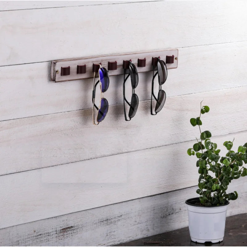 Sunglass Holder for Wall Wood Eye Glasses Rack Display Sunglasses Organizer for Multiple Glasses Farmhouse Rustic Home Decor