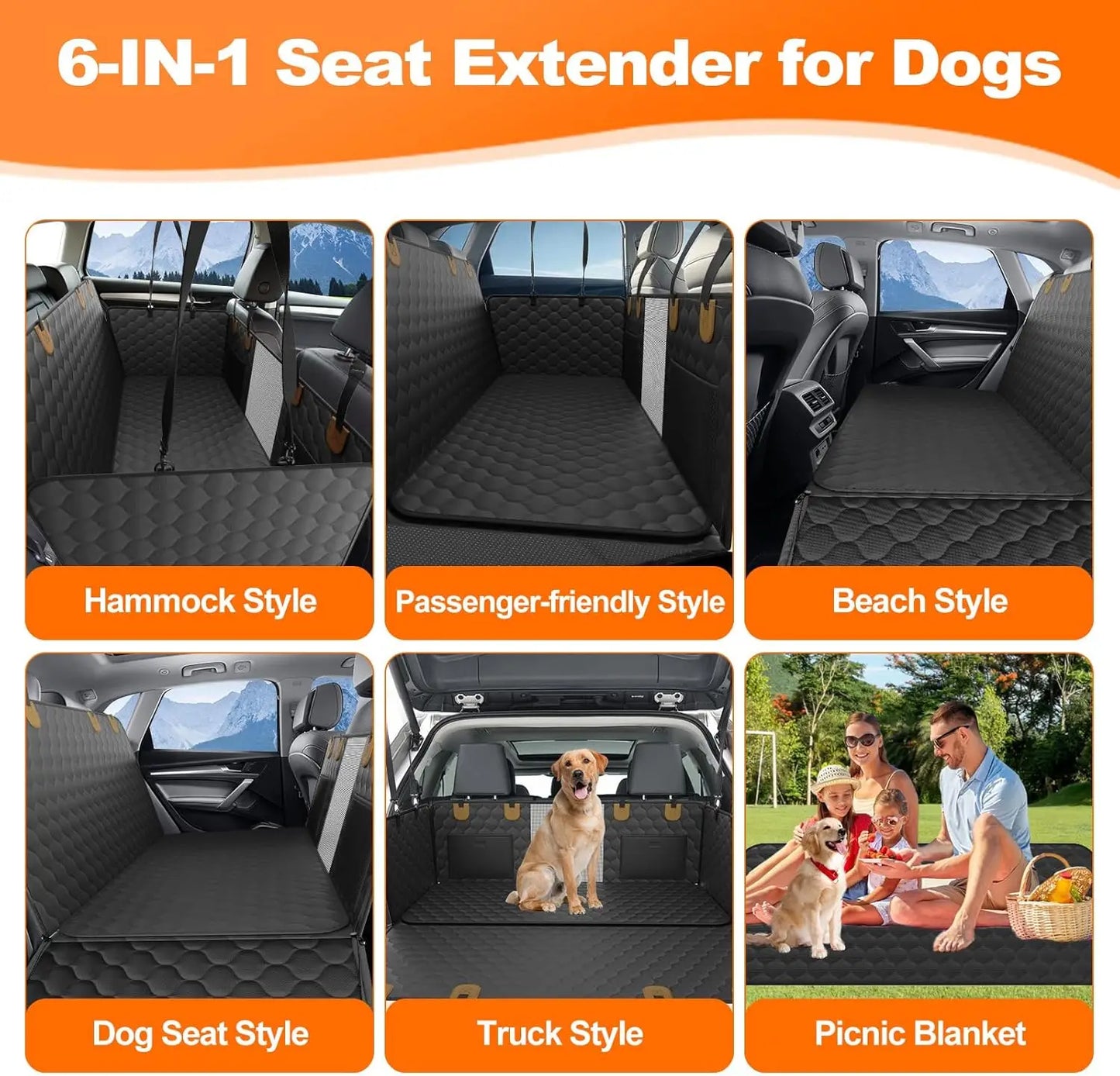 Waterproof Pet Travel Accessories Foldable Dog Car Seat  Car Pet Seat Safety Hammock Trunk Mat Car Rear Back Seat Protector