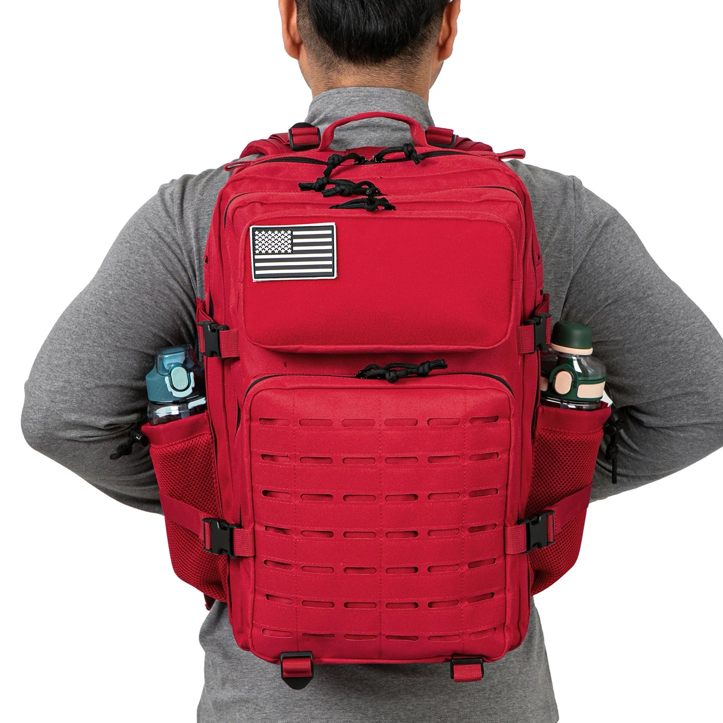 45L Men's Tactical Backpack with Double Cup Holder Hunting Backpack Outdoor Camping Gear Backpack Hiking Survival Backpack