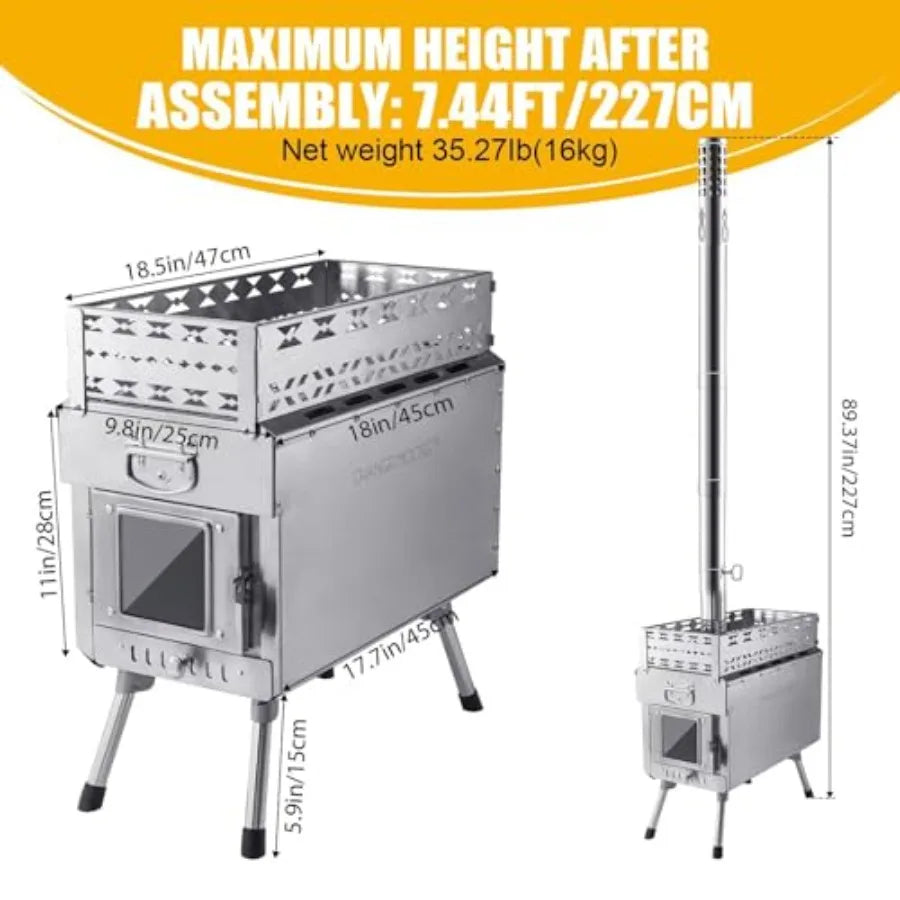 Wood Burning Sauna Hot Tent Stove Upgraded Heat Concentration for Lasting Warmth Portable Camping Wood Stove Outdoor Camping Fi