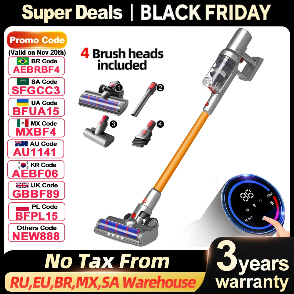 Cordless Handheld Vacuum Cleaner,27000PA,Touch Screen,Smart Dust Sensor,Auto Speed Control for Home Bed Carpet Clean