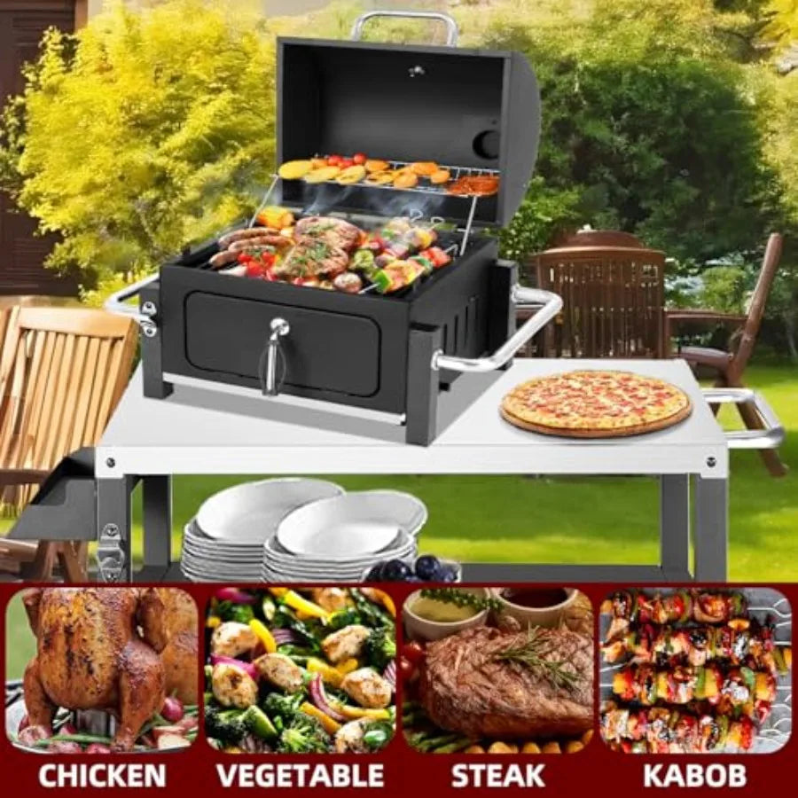 Portable Charcoal Grill Tabletop Outdoor Barbecue Smoker Small BBQ Grill for Outdoor Cooking Backyard Camping Picnics Beach by