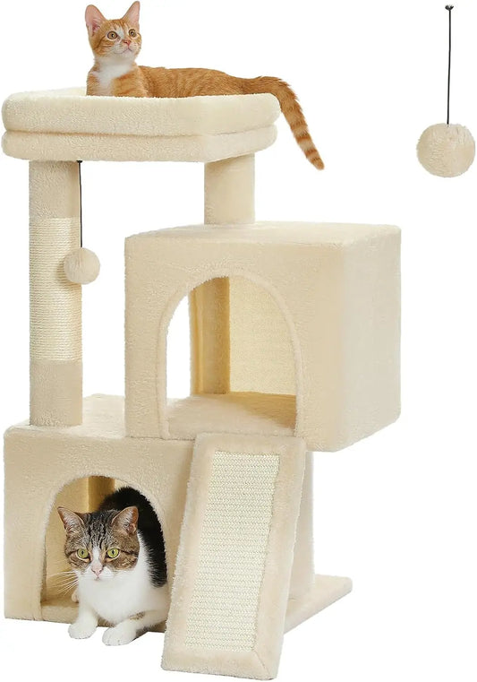 HUANZHUANG Road Cat Tree Three-Tier Indoor Cat Tower