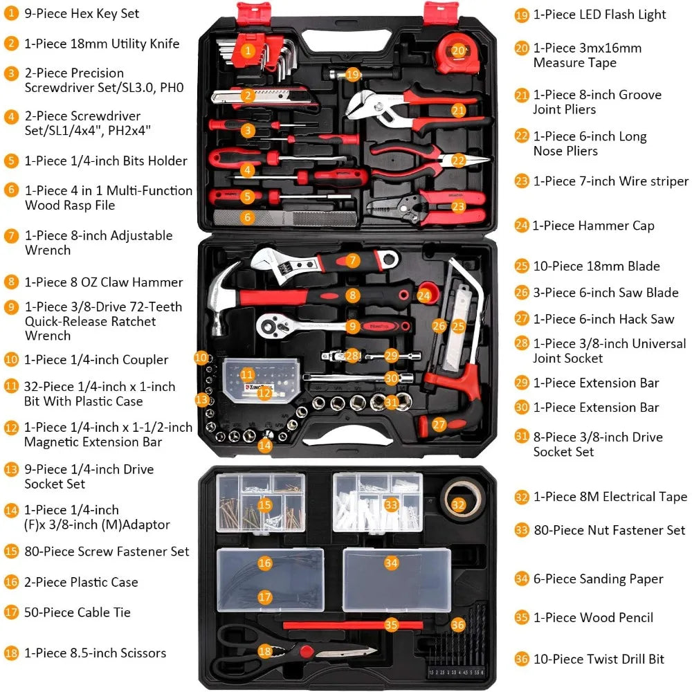 325 Piece IndustrialGradeAllInOneHomeRepairToolKit Durable StorageCase For DIY Auto
