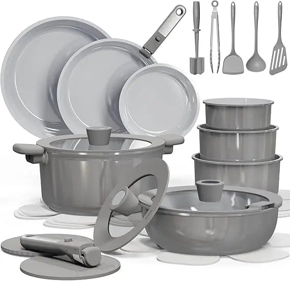 Iosn Ceramic Cookware Set Nonstick Pots Pans Dishwasher Safe