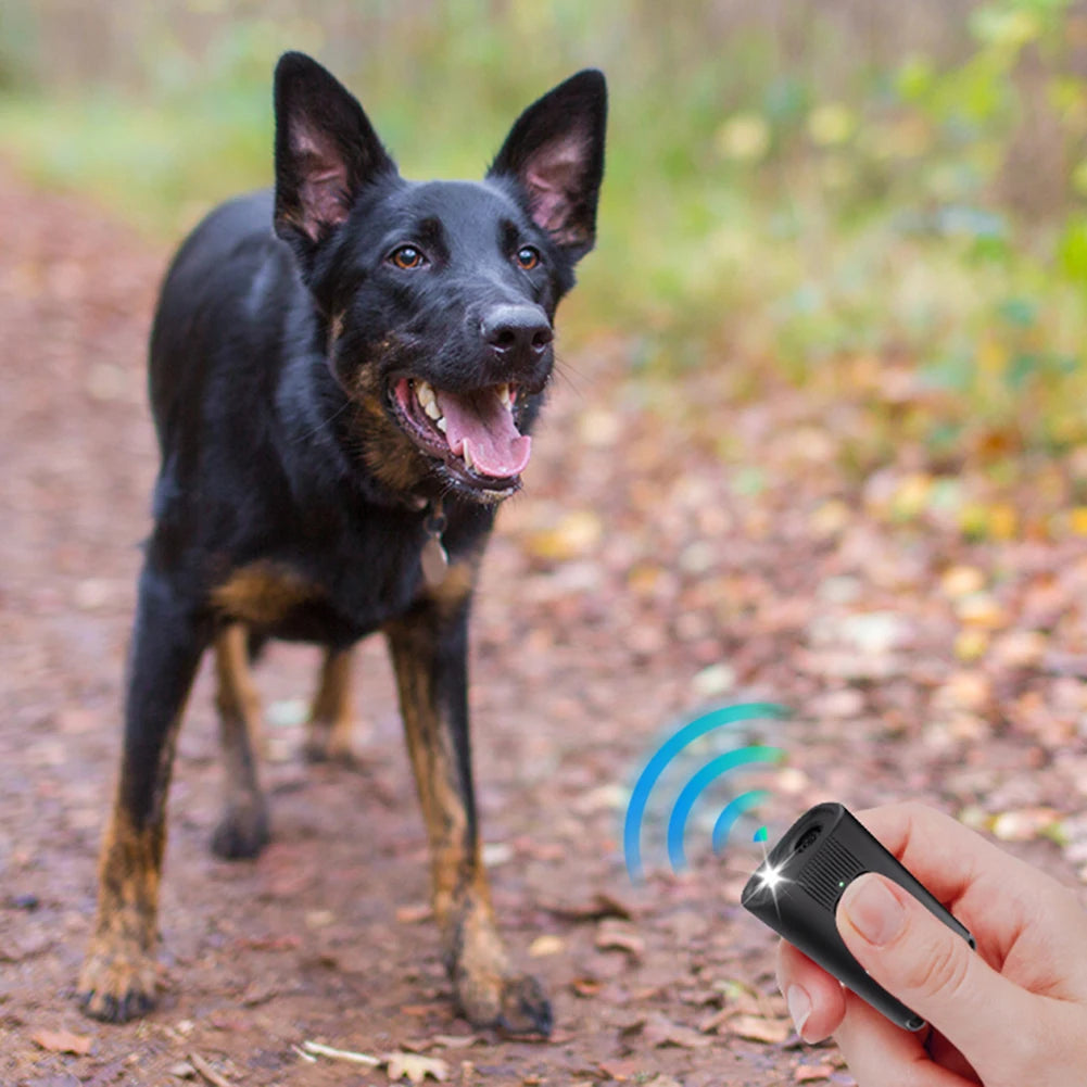 Ultrasonic Dog Bark Deterrent Device Long Range Rechargeable Pet Dog Repeller with LED Flashlight Correct Your Dogs Bad Behavior