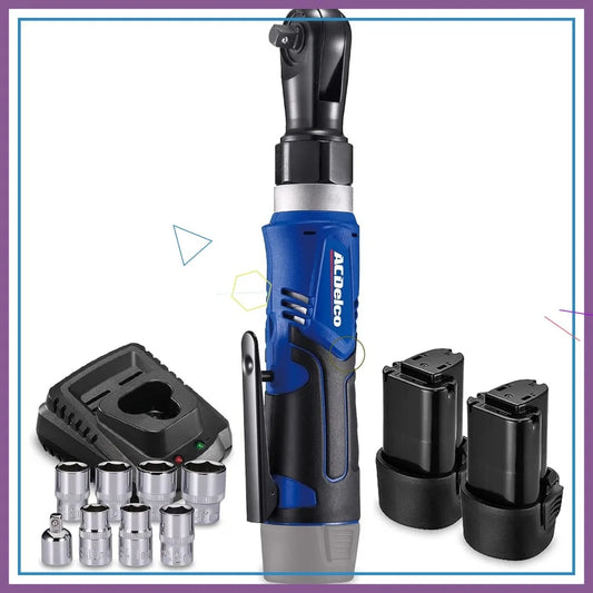 12V Cordless Three Eighths Inch Ratchet Wrench Kit With 45 Ft-Lbs Torque LED Light And Two Batteries