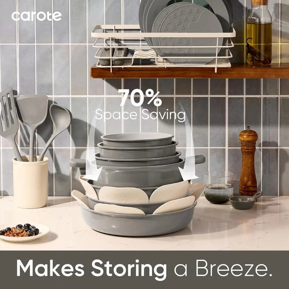 Iosn Ceramic Cookware Set Nonstick Pots Pans Dishwasher Safe
