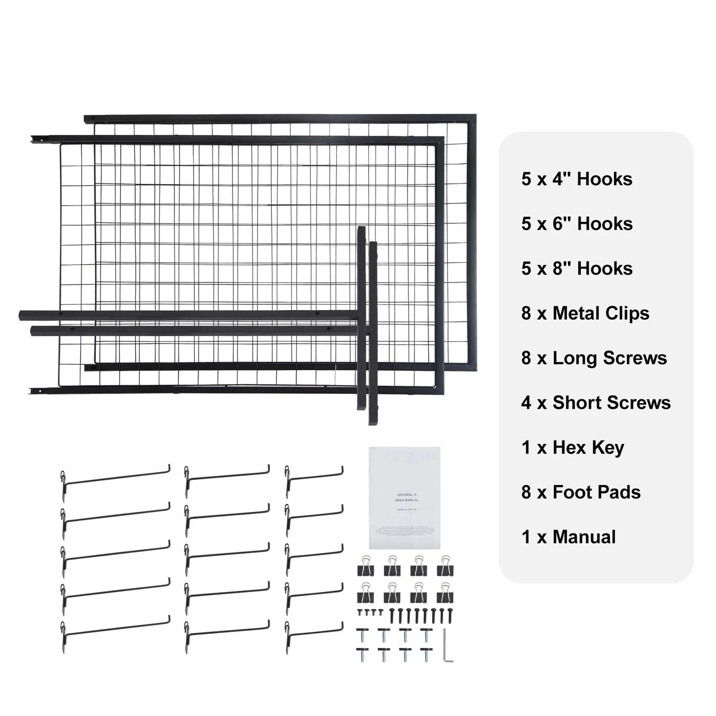 SucceBuy Grid Wall Panels Tower Wire Gridwall Display Racks Double Side Gridwall Panels for Art Craft Shows Retail Shop w/ Hooks