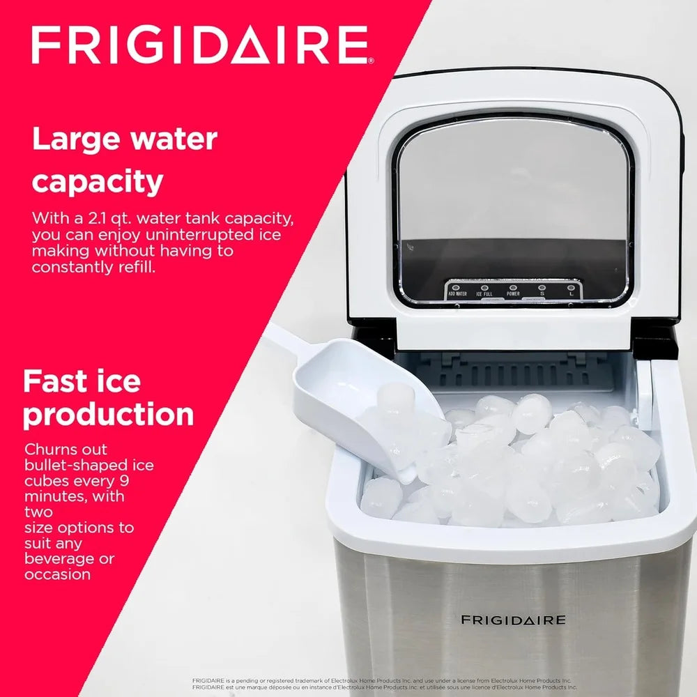 Compact Ice Maker Machine 26Lbs Daily Bullet Ice Cubes Efficient Countertop Stainless Steel Digital Control Easy to Use