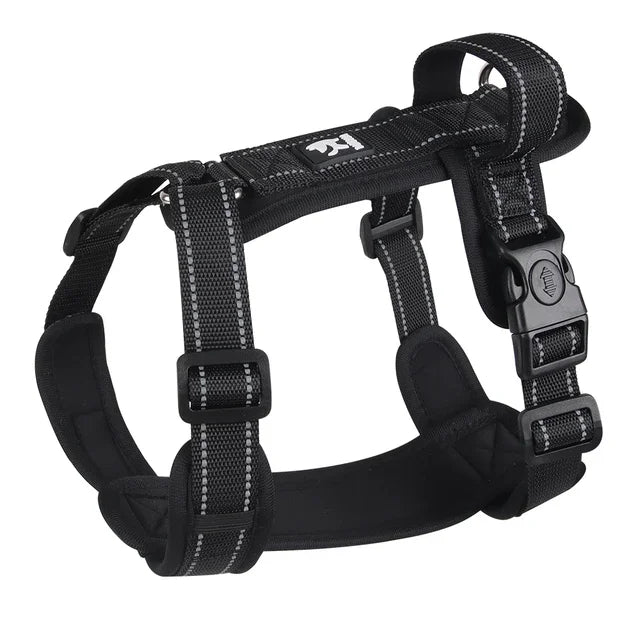 Anti Escape Dog Harness With Handle Reflective Nylon Vest